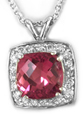 Pink Tourmaline and Diamond-Halo Necklace