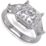 Trillion Side Diamonds Platinum Ring